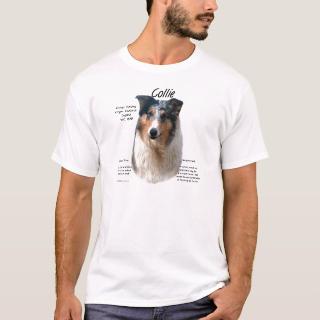 Collie (smooth merle) History Design T-Shirt (Front)