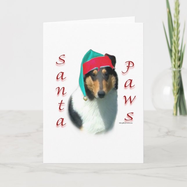 Collie (smooth) Santa Paws Holiday Card (Front)