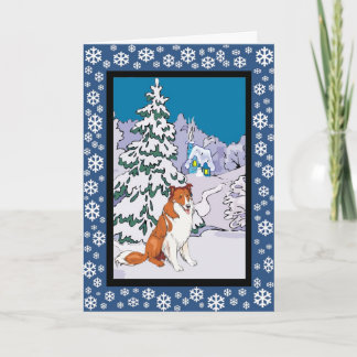 Collie Snowy Winter Holiday Card