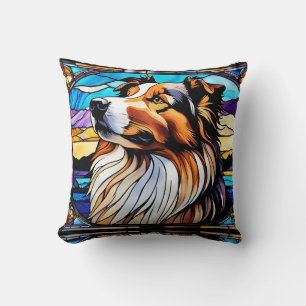 Collie Stained Glass look Cushion