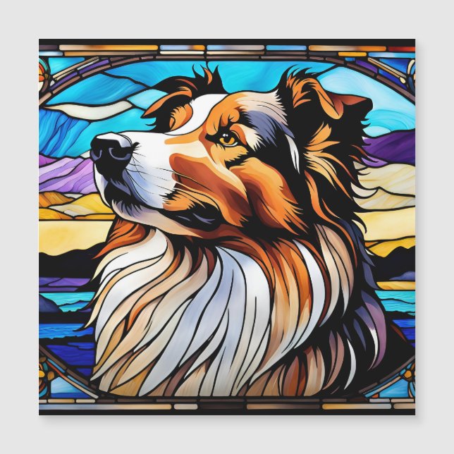 Collie Stained Glass look Magnetic Card (Front)