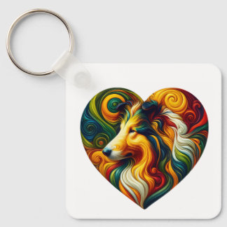 Collie Swirl and ColliesWithoutBorders Key Ring