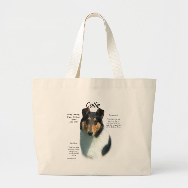 Collie (tri smooth) History Design Large Tote Bag (Front)
