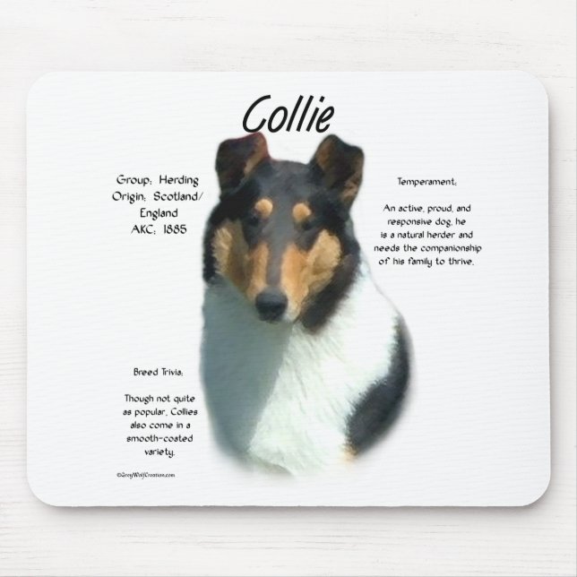 Collie (tri smooth) History Design Mouse Pad (Front)