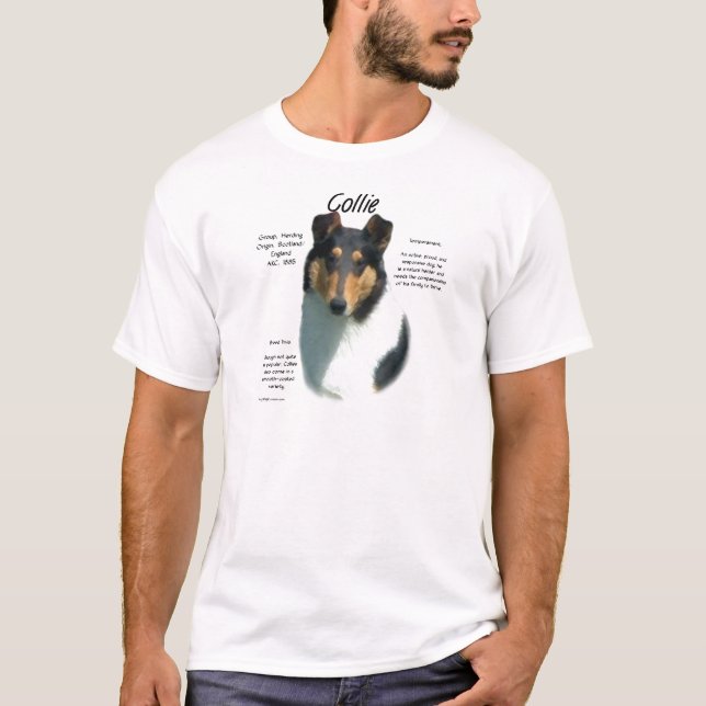 Collie (tri smooth) History Design T-Shirt (Front)