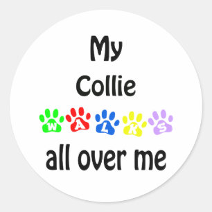 Collie Walks Design Classic Round Sticker