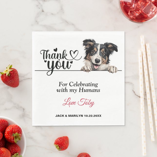 Collie Wedding Thank You Napkin (Insitu)
