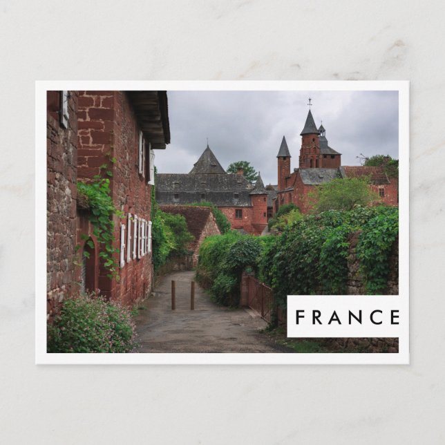 Collonges-la-Rouge, France white frame postcard (Front)