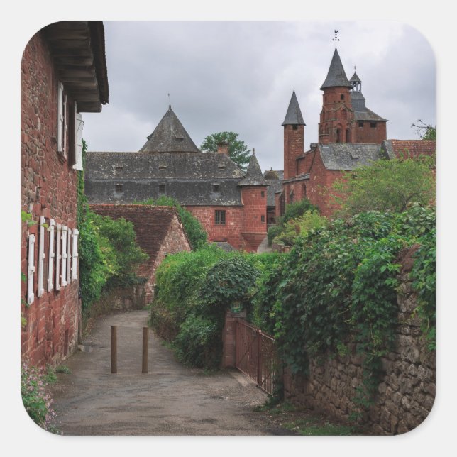 Collonges-la-Rouge, the red village square sticker (Front)