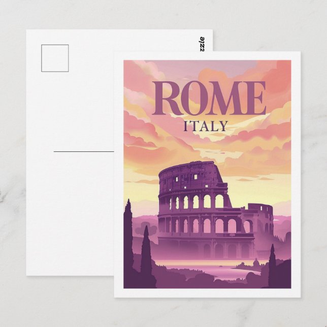 Colloseum Rome Italy Vintage Famous Travel Place Postcard (Front/Back)
