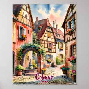 Colmar France Alsace Watercolor Travel Custom Text Poster