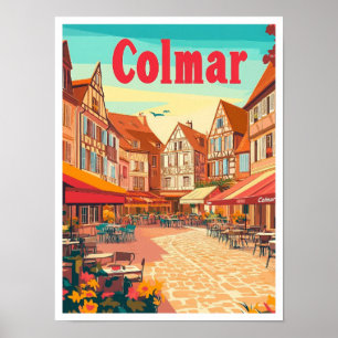 Colmar France Art Vintage Travel Illustration Poster