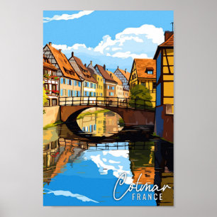 Colmar France vintage travel illustration Poster
