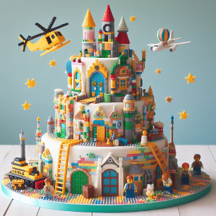 COLOFUL BLOCKS TOY THEMED KIDS BIRTHDAY  CARD