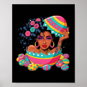 Coloful Easter Egg Hunt Black Queen Juneteenth Wom Poster