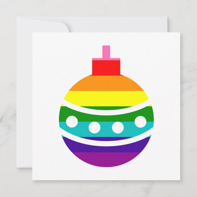 Coloful LGBTQ Pride Rainbow Flag Christmas Bauble Holiday Card (Front)