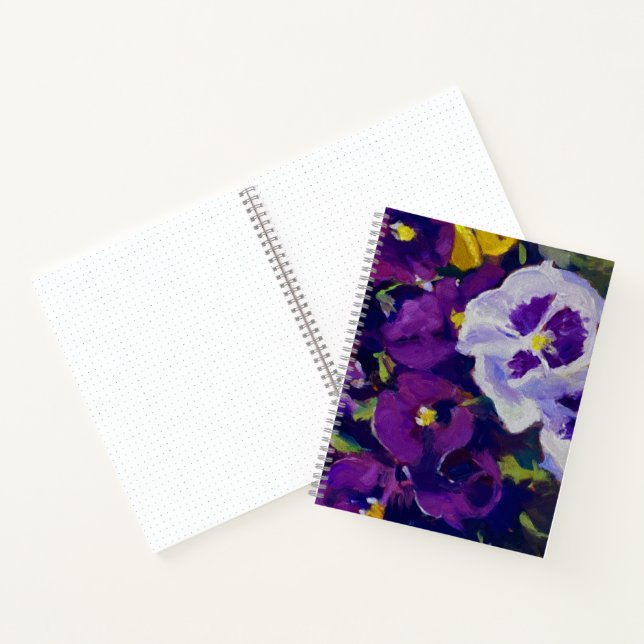 Coloful Purple Yellow White Pansies  Notebook (Inside)