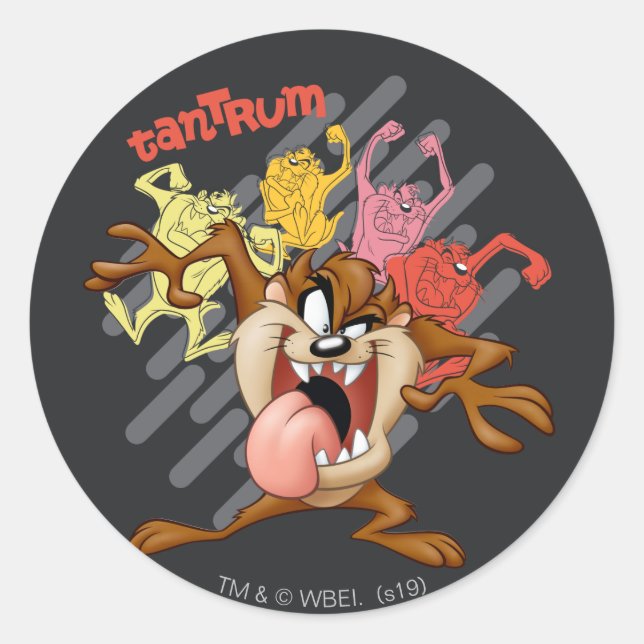 Coloful "Tantrum" TAZ™ Classic Round Sticker (Front)