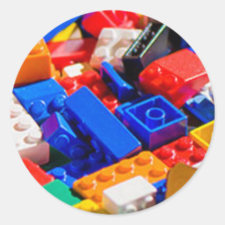 Coloful Toy Brick Pile Classic Round Sticker