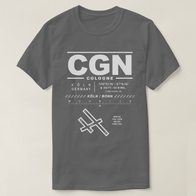 Cologne Bonn Airport CGN T-Shirt (Design Front)