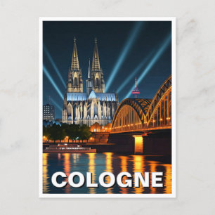 Cologne Cathedral Germany Night Travel Postcard