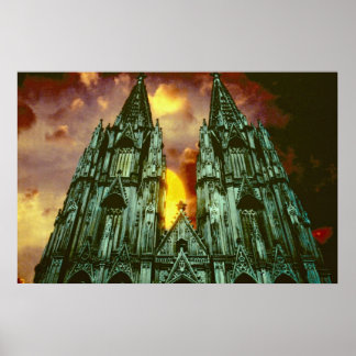 Cologne Cathedral with sun Poster