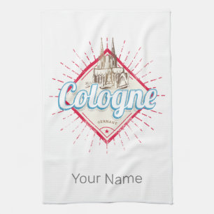 Cologne City Germany Retro Cathedral Vintage Tea Towel