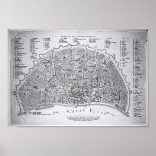 Cologne city map 1752 - Johann Valentin Reinhardt Poster