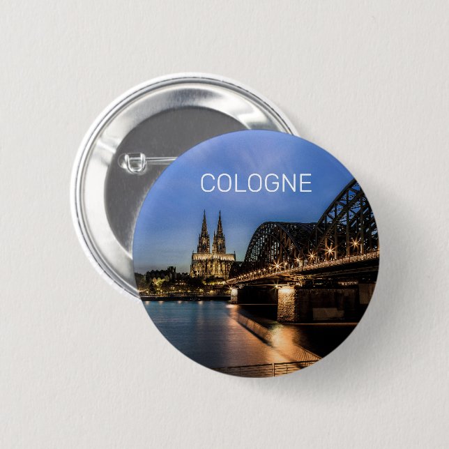 Cologne Cityscape Germany Dom Night Souvenir 6 Cm Round Badge (Front & Back)
