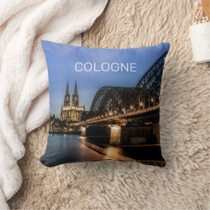 Cologne Cityscape Germany Dom Night Souvenir Cushion