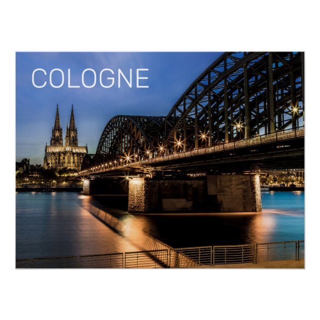 Cologne Cityscape Germany Dom Night Souvenir Poster (Front)