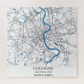 Cologne Deuschland City Map Travel Simple Minimal Jigsaw Puzzle