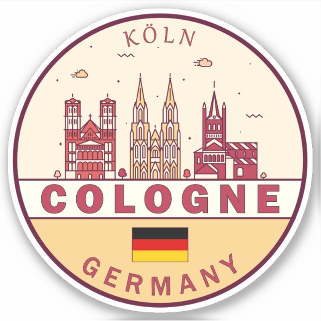Cologne Germany City Skyline Emblem (Front)