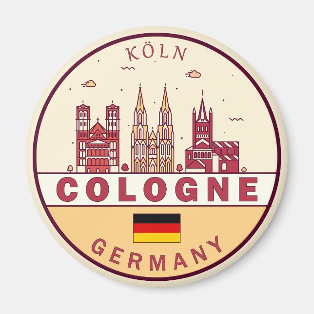 Cologne Germany City Skyline Emblem Magnet (Front)
