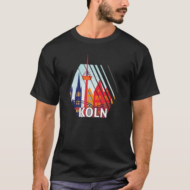 Cologne Germany City Skyline Silhouette Outline Sk T-Shirt (Front)