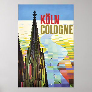 Cologne Germany Travel Poster Vintage City Wall