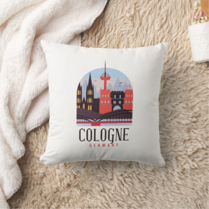 Cologne Germany Vintage Cityscape Cushion