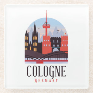 Cologne Germany Vintage Cityscape  Glass Coaster