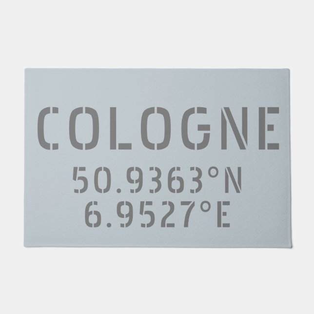 Cologne Latitude Longitude Coordinates  Doormat (Front)