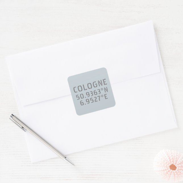 Cologne Latitude Longitude Coordinates  Square Sticker (Envelope)