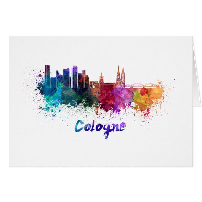 Cologne skyline in watercolor (Front Horizontal)