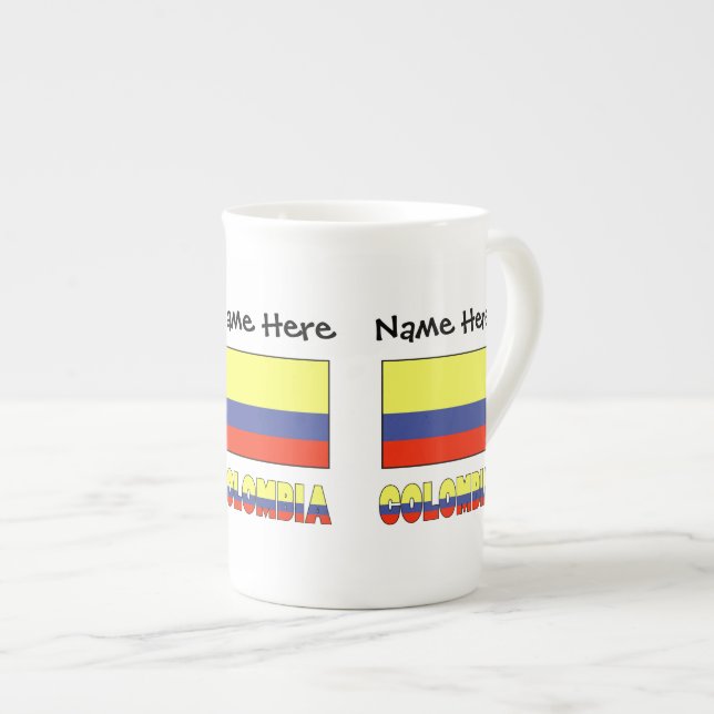 Colombia and Colombian Flag Personalised  Bone China Mug (Front Right)