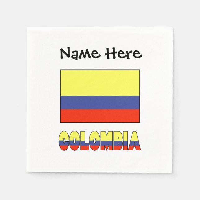 Colombia and Colombian Flag Personalised  Napkin (Front)