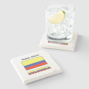Colombia and Colombian Flag Personalised Stone Coaster