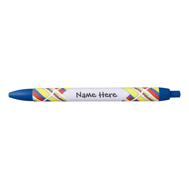 Colombia and Colombian Flag Tiled with Your Name Black Ink Pen (Front)