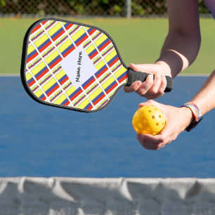Colombia and Colombian Flag Tiled with Your Name Pickleball Paddle