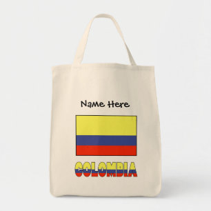 Colombia and Colombian Flag with Your Name Tote Bag