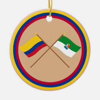 Colombia and Sucre Crossed Flags Ceramic Tree Decoration