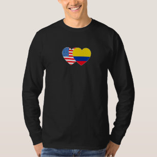 Colombia and USA Flag Twin Heart for Colombian Ame T-Shirt