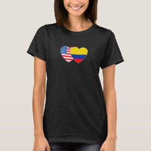 Colombia and USA Flag Twin Heart for Colombian Ame T-Shirt